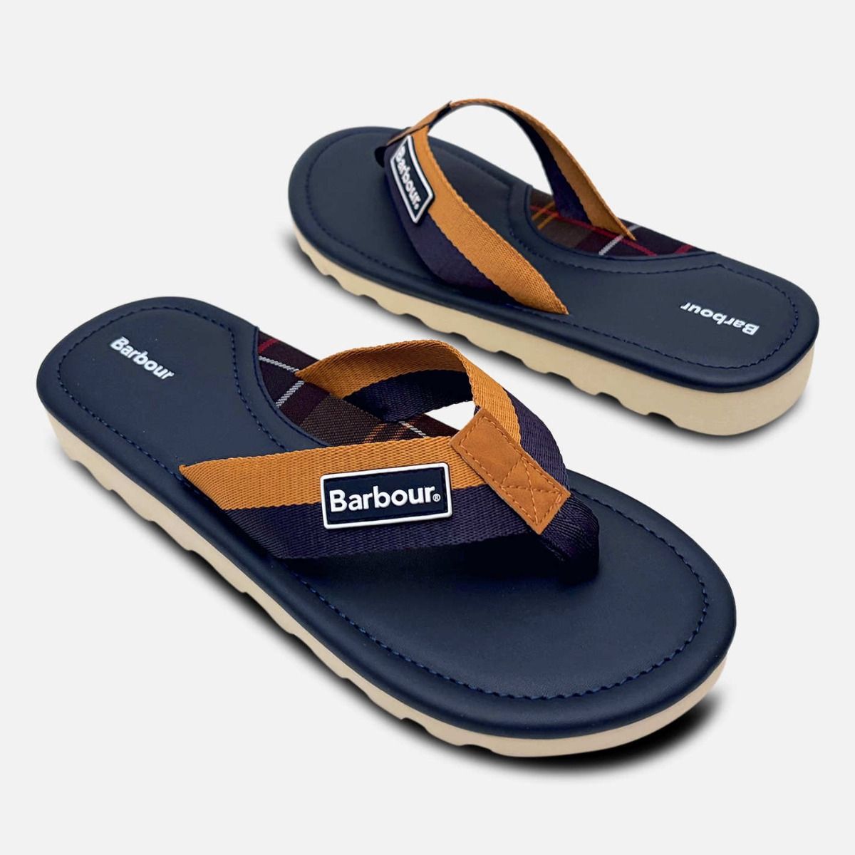 Barbour Mens Designer Flip Flop Sandals in Navy Blue