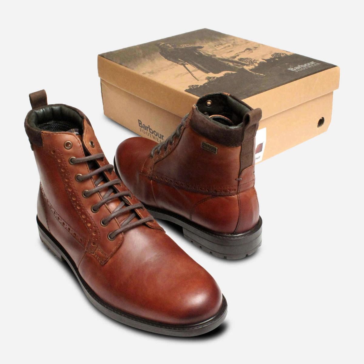 Barbour Hury Mens Walking Boots in Waxy Tan Leather