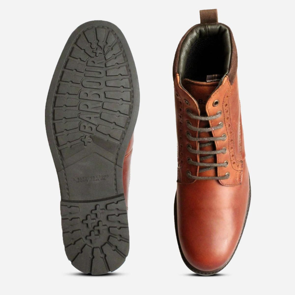 Barbour Hury Mens Walking Boots in Waxy Tan Leather
