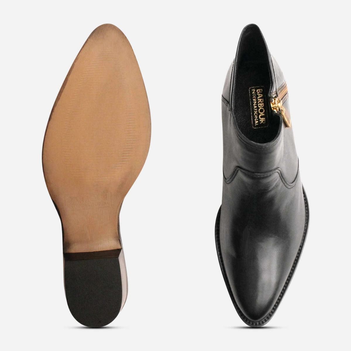 Barbour International Supple Black Nappa Heeled Zip Boot