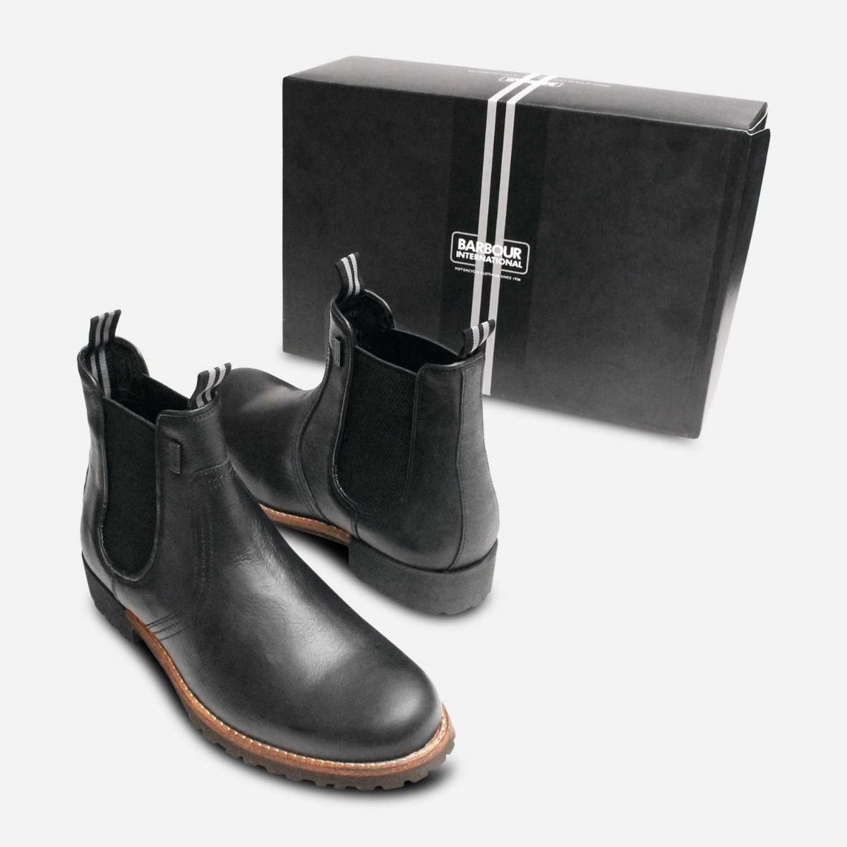 Barbour International Designer Black Fargo Chelsea Boots