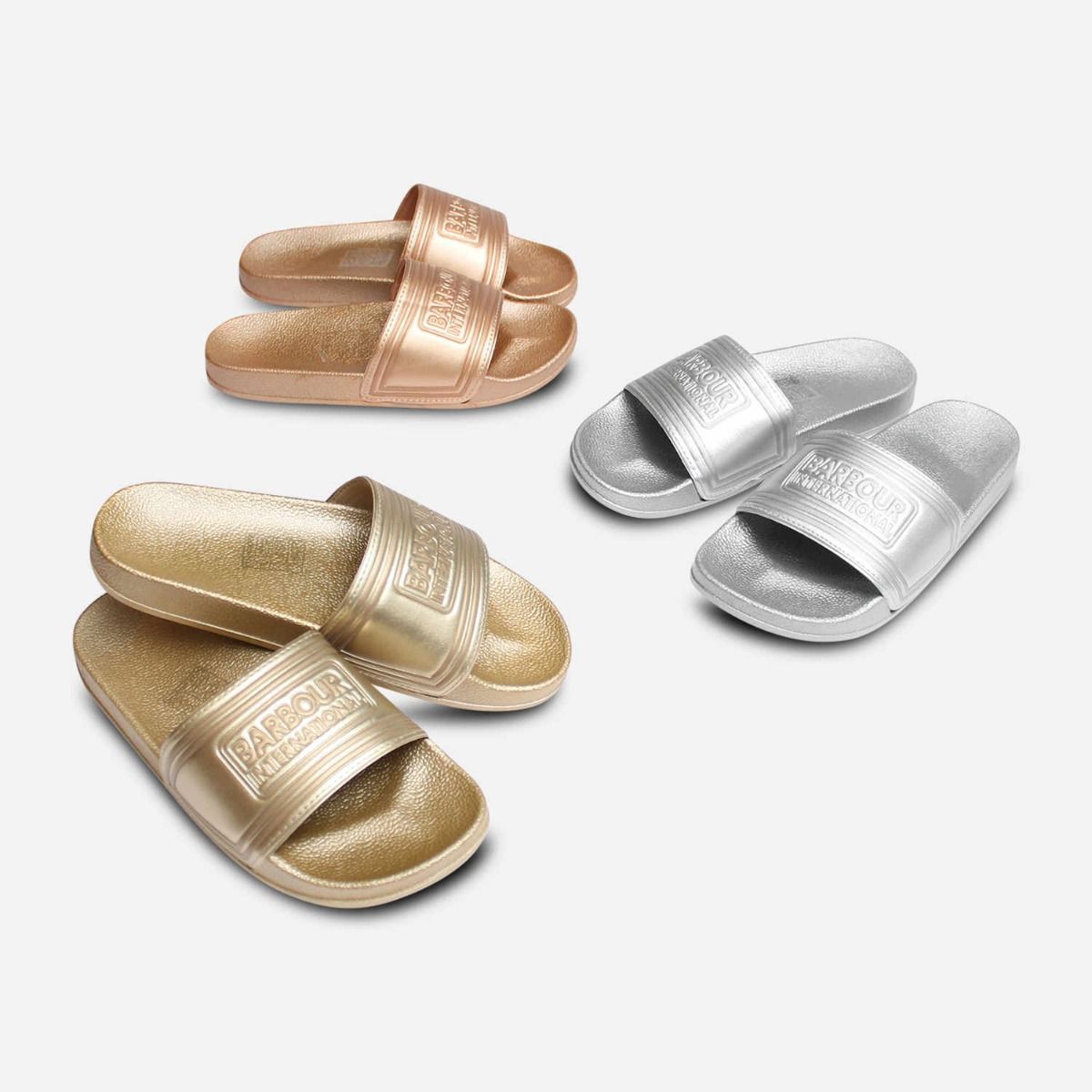 Barbour International Sandals Gold Jelly Sliders