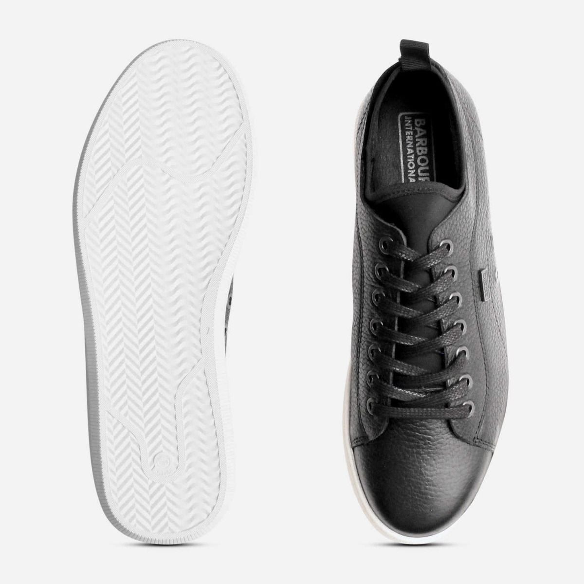 Barbour International Black Leather Designer Cupsole Sneakers