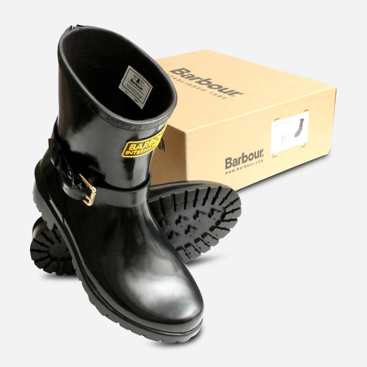 Barbour International Mugello Premium Welly Boot in Gloss Black