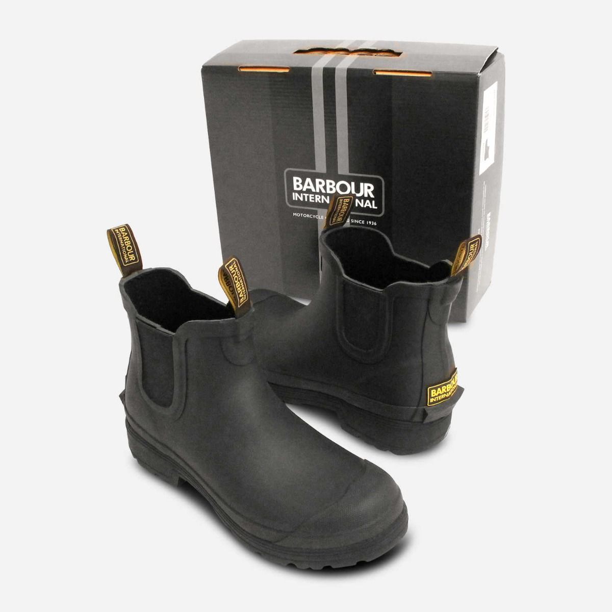 Barbour International Designer Storm Black Chelsea Welly