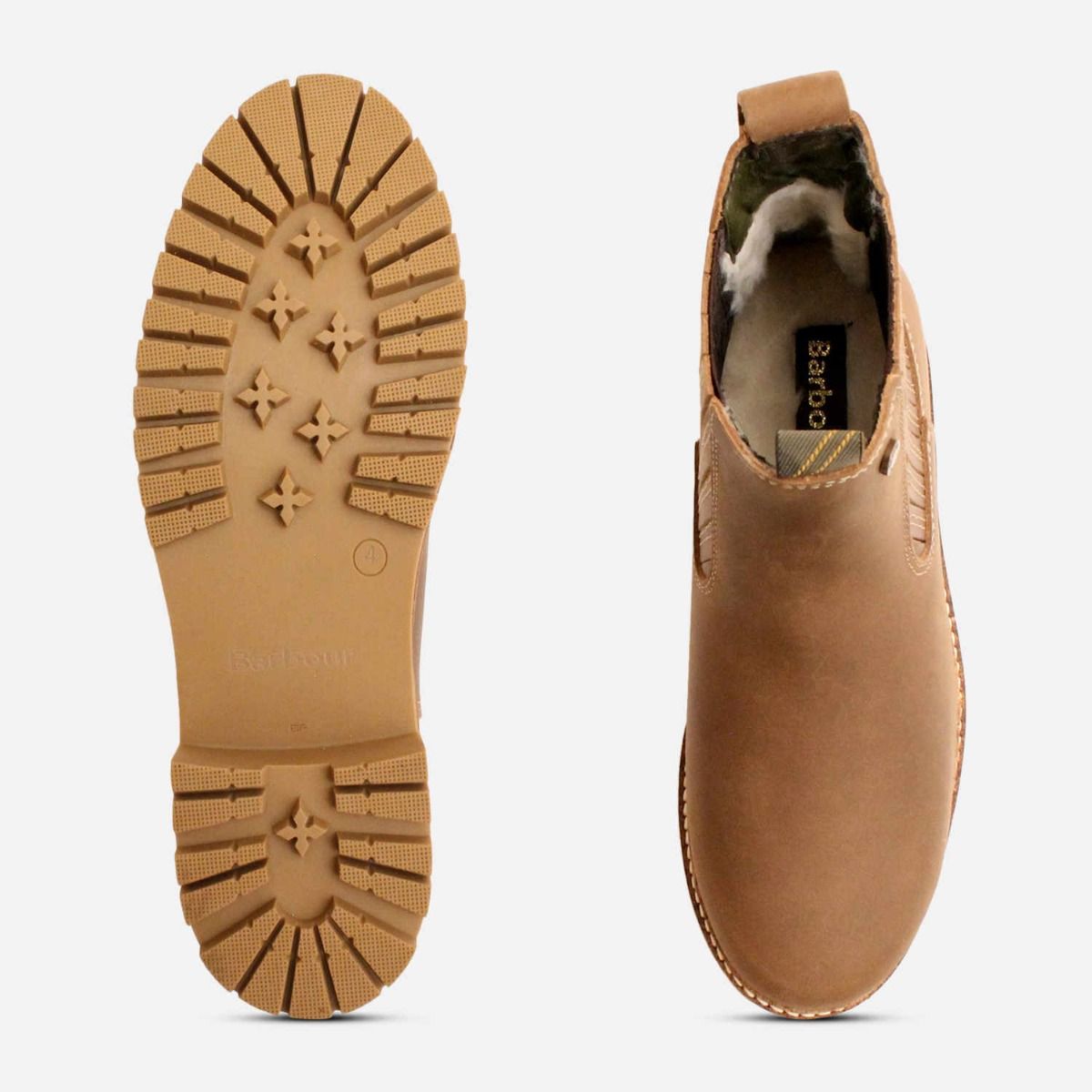 Barbour Designer Warm Lined Chelsea Boots in Waxy Tan