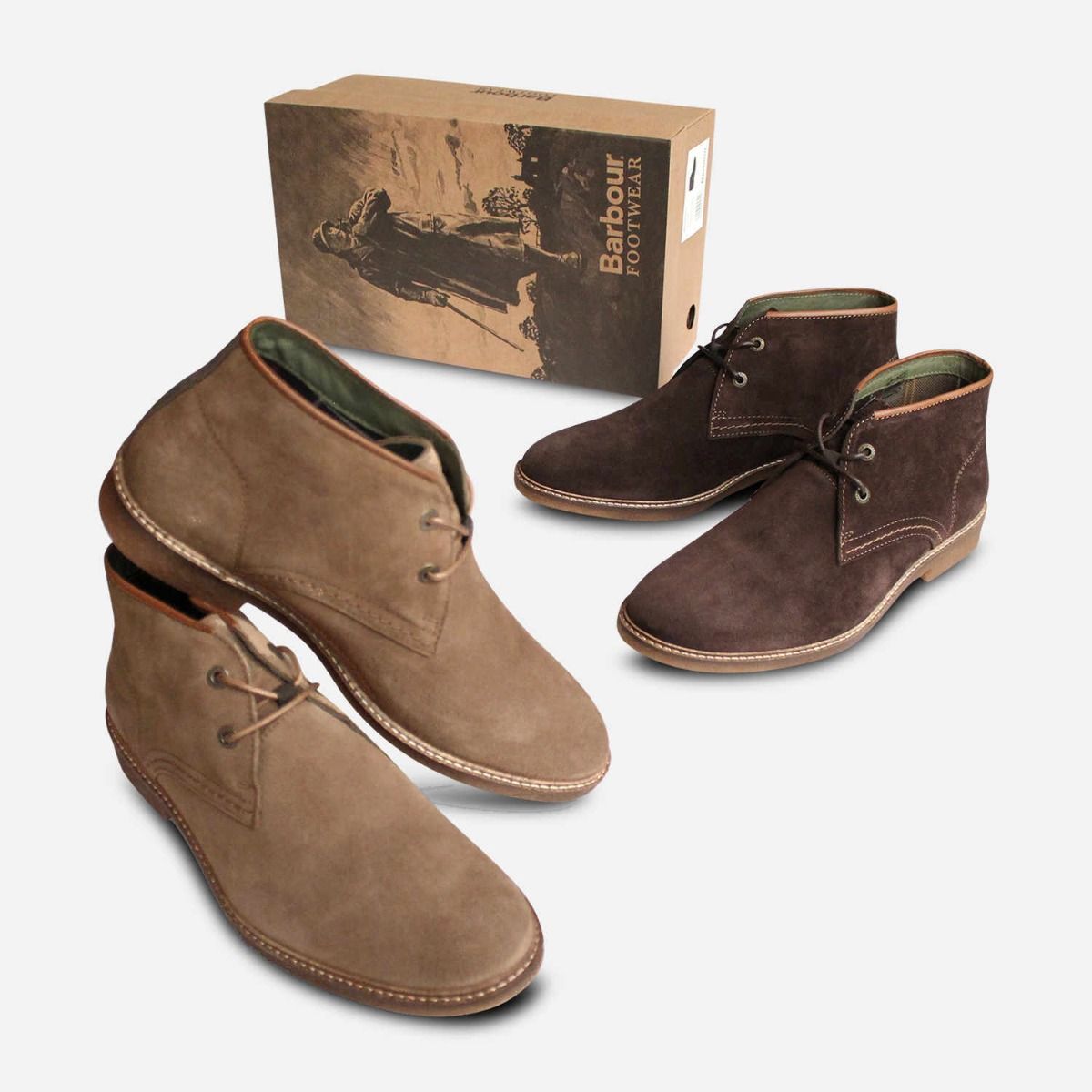 Barbour Kalahari 3 Mens Chukka Boots in Beige Suede