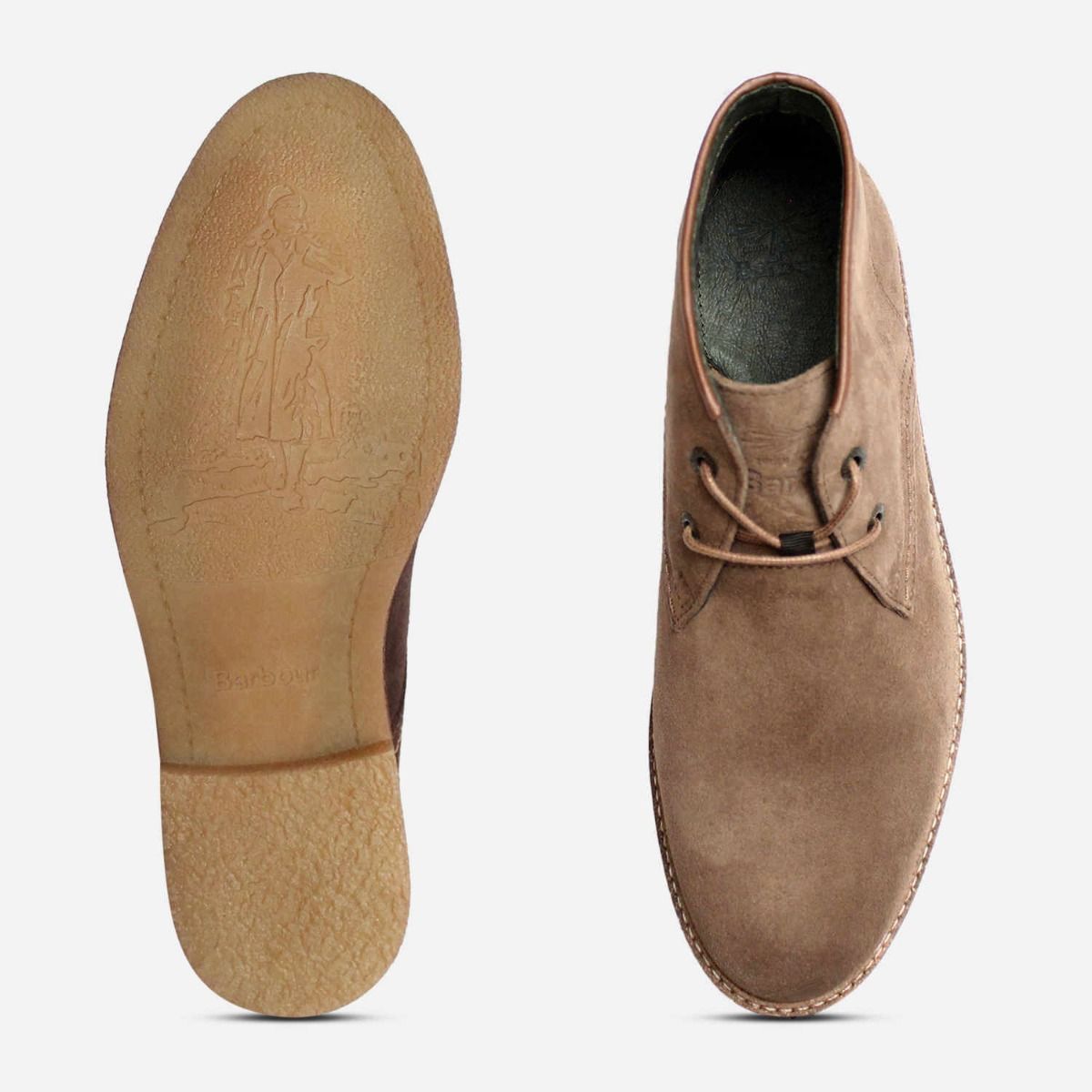 Barbour Kalahari 3 Mens Chukka Boots in Beige Suede