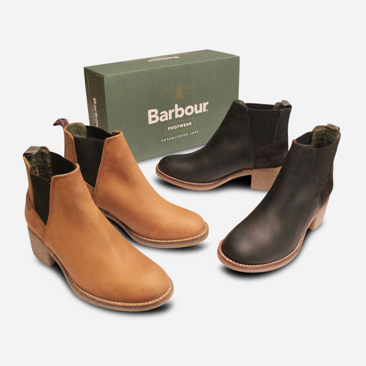 Barbour Heeled Keren Ankle Chelsea Boots in Waxy Dark Brown
