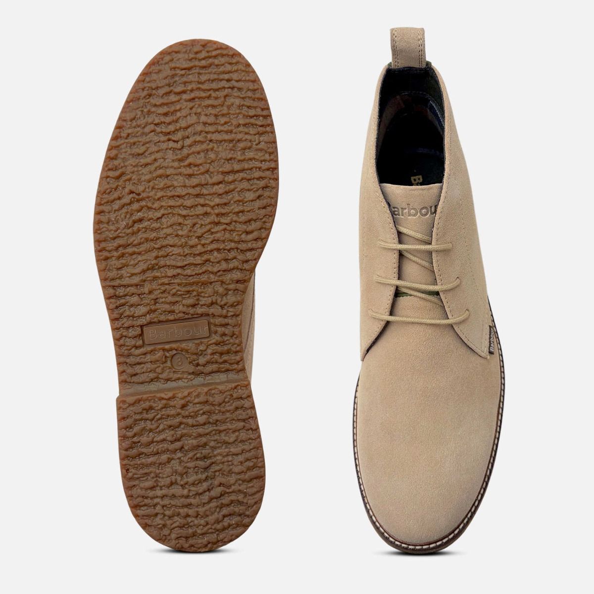 Barbour Designer Chukka Boots in Beige Desert Suede