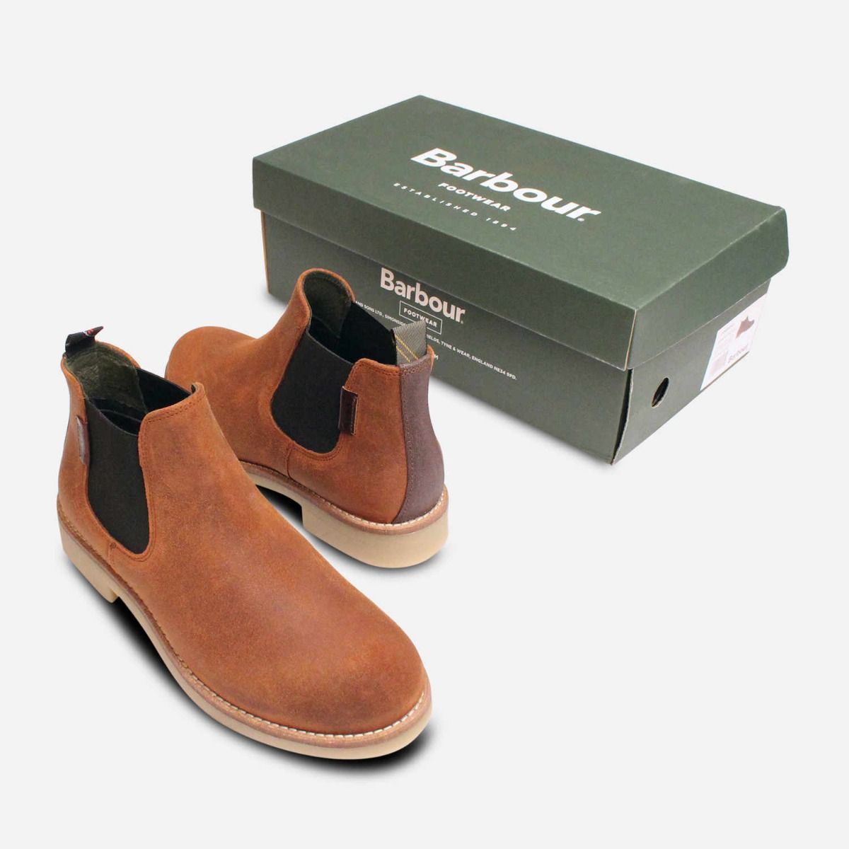 Barbour Round Toe Designer Waxy Nubuck Chelsea Boots
