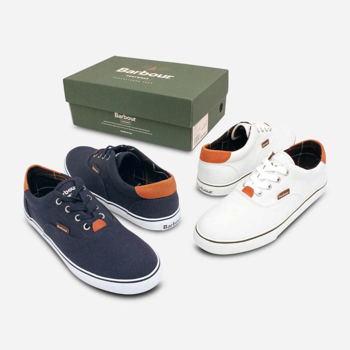 Barbour Designer Canvas Training Shoes in Off White