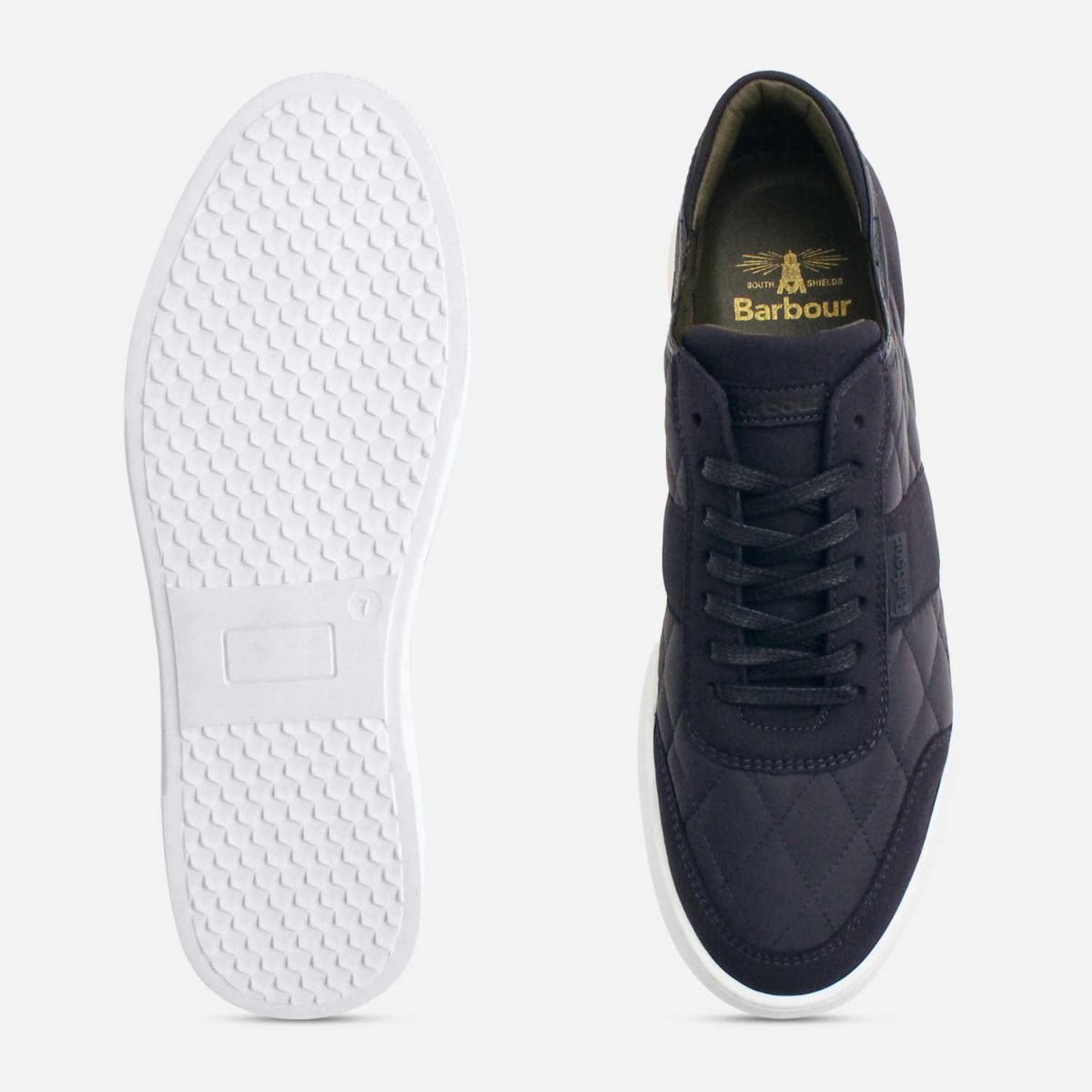 Barbour Luxury Navy Blue Quilted Training Shoe Sneakers