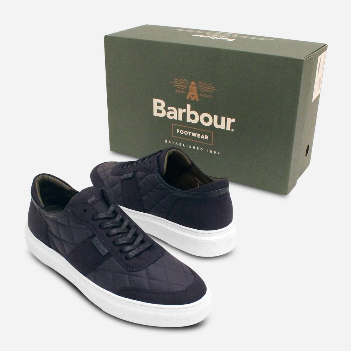 Barbour Luxury Navy Blue Quilted Training Shoe Sneakers