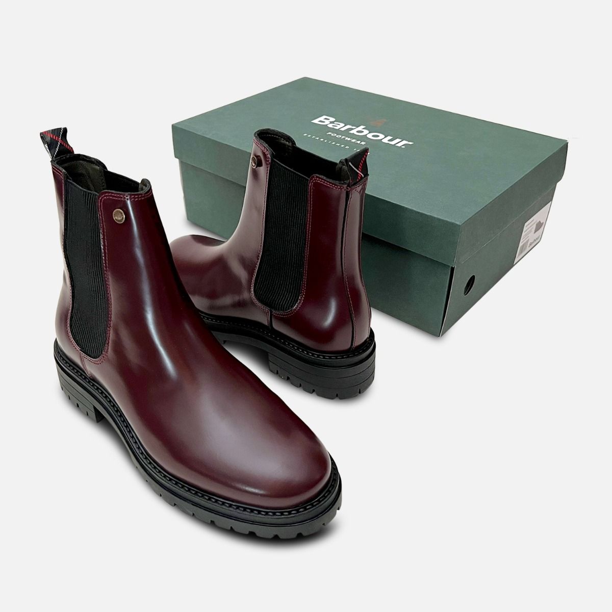 Barbour Designer Cherry Polished Leather Chelsea Boots