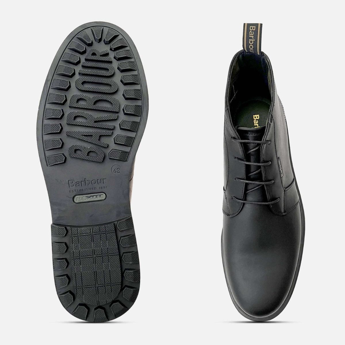 Barbour Waxy Black Meays II Boots with Rubber Sole