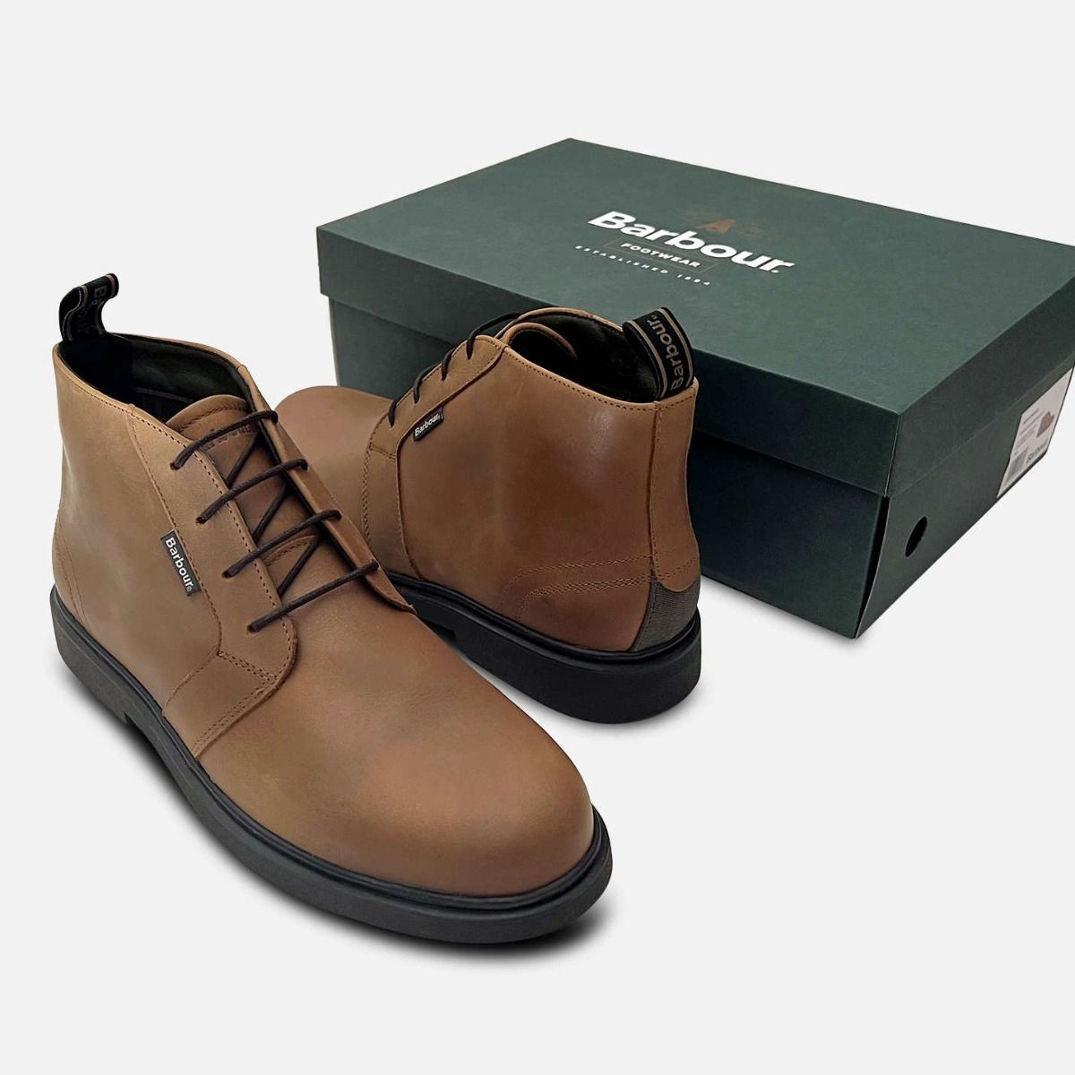 Barbour Waxy Light Brown Meays II Rubber Sole Boots