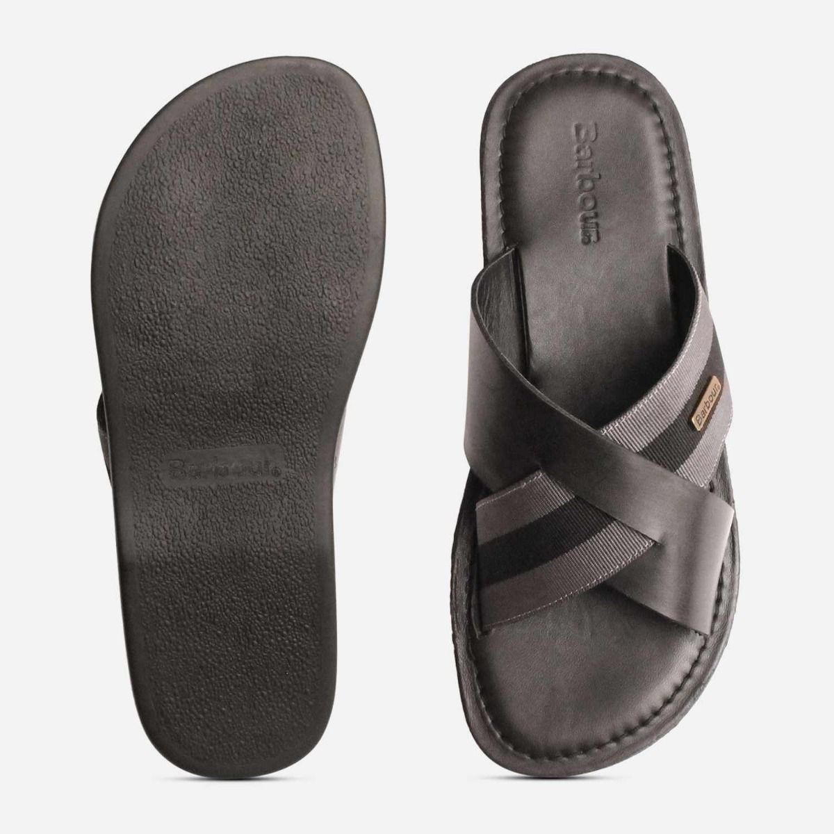 Barbour Designer Black & Grey Crossover Arlo Sandals