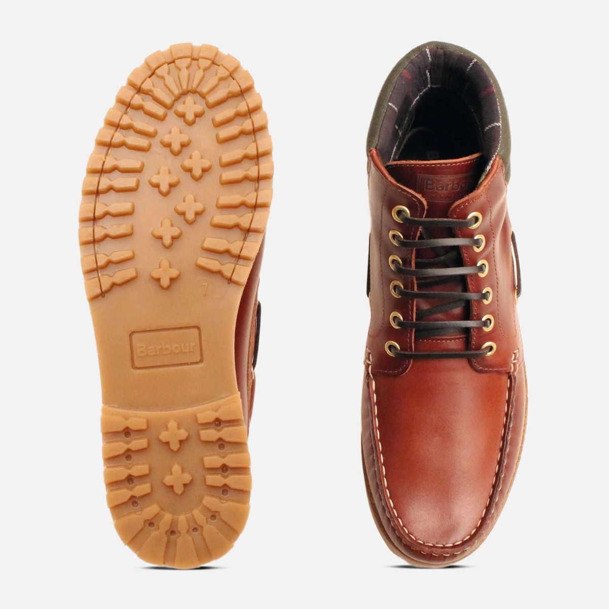 Barbour Waxy Brown Tiller II Boat Boots with Rubber Sole