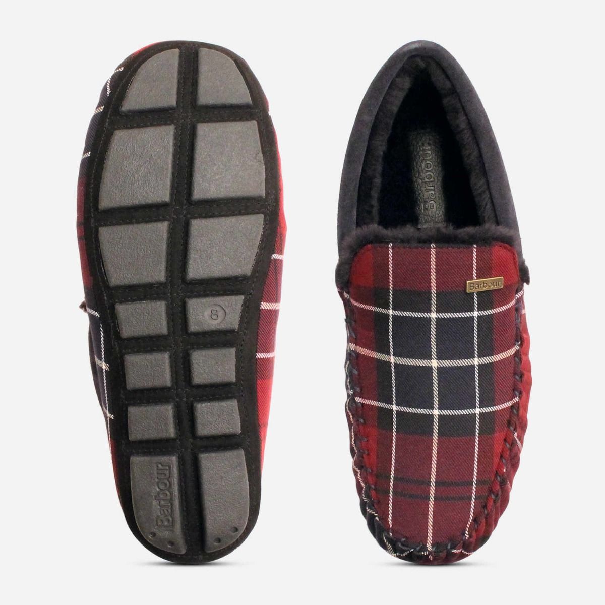 Barbour Luxury Red Tartan Slippers with Warm Lining