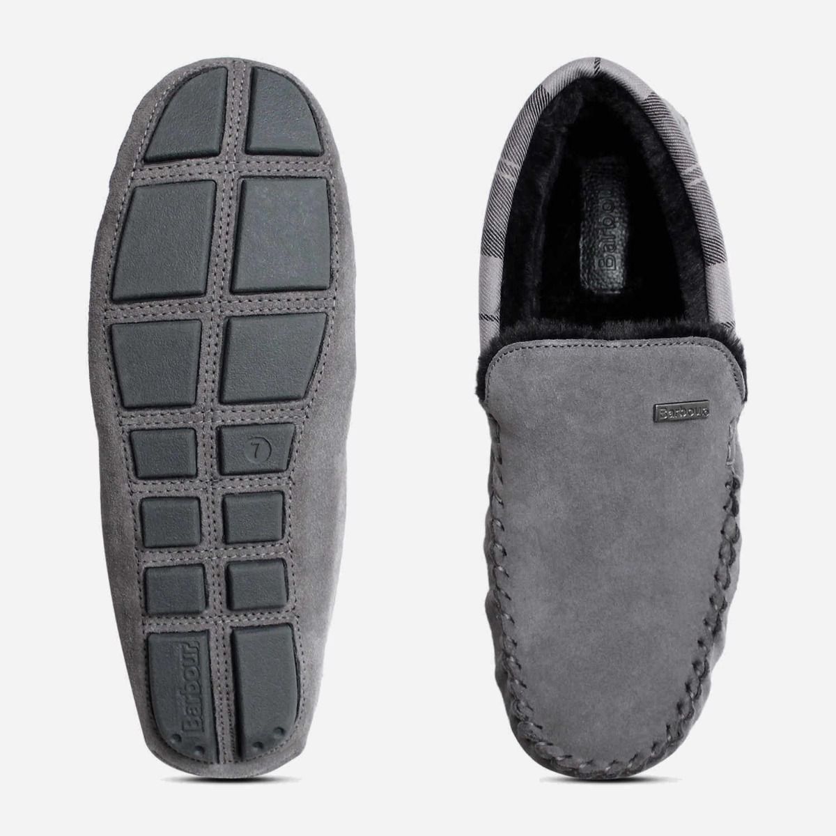 Barbour Monty Grey Suede Warm Indoor Gift Slippers