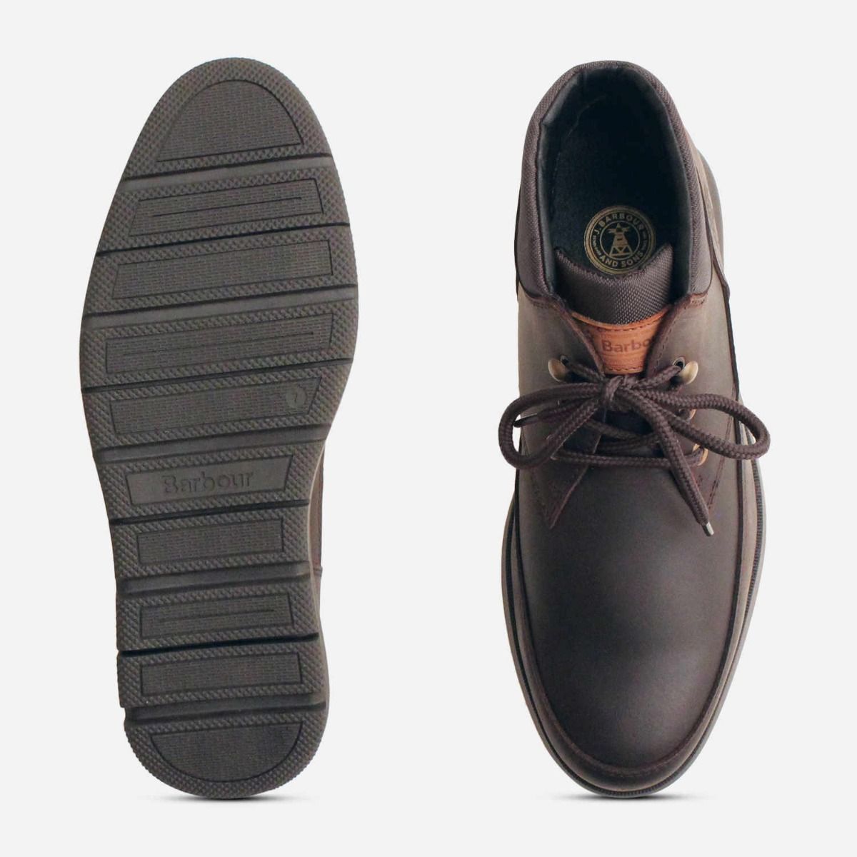 Barbour Mens Rubber Sole Brown Waxy Leather Chukka Boot