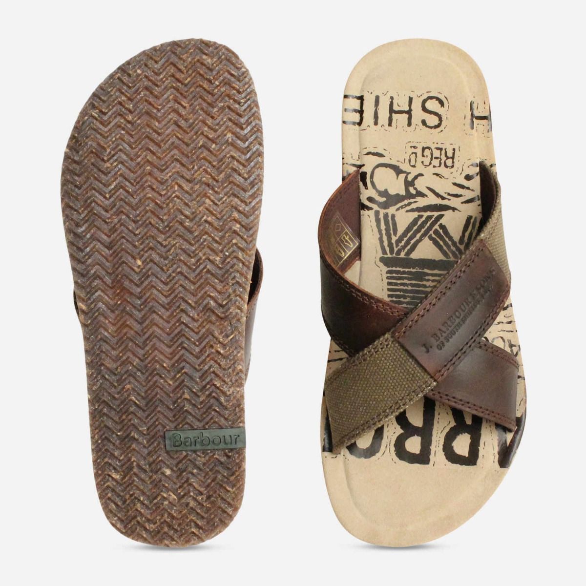 Barbour Brown Leather Cross Over Summer Newton Sandals