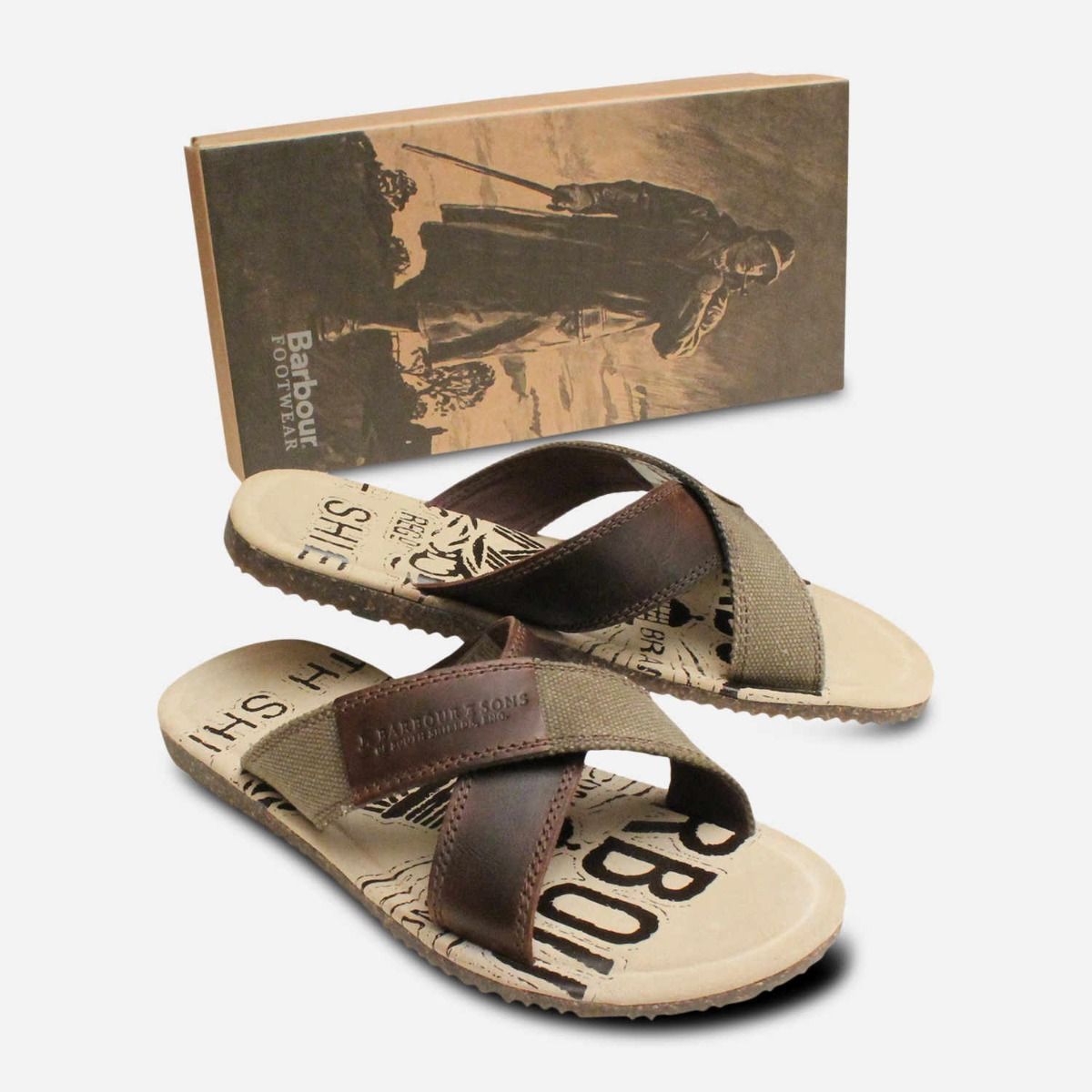 Barbour Brown Leather Cross Over Summer Newton Sandals