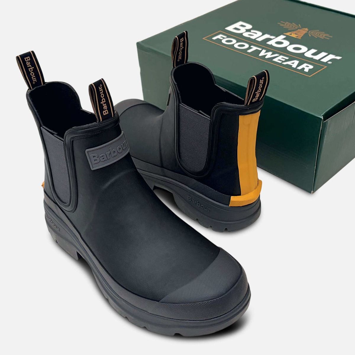 Barbour Black & Grey Waterproof Walking Chelsea Boot Welly