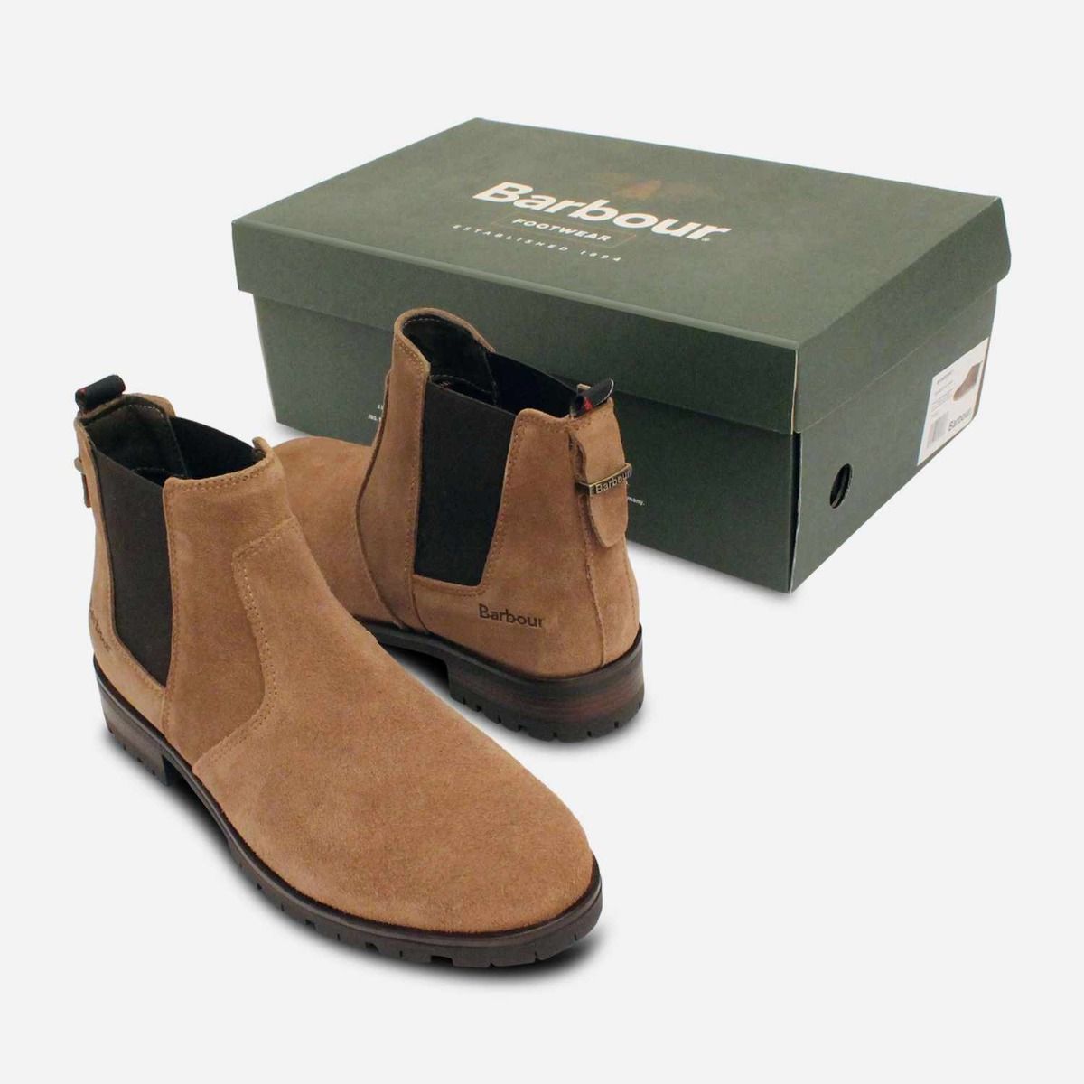 Barbour Designer Nina II Chelsea Boots in Taupe Suede