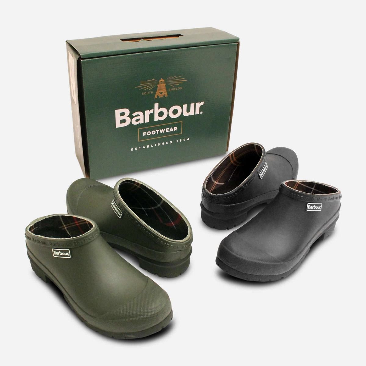 Barbour Olive Green Womens Slip On Clog Shoes