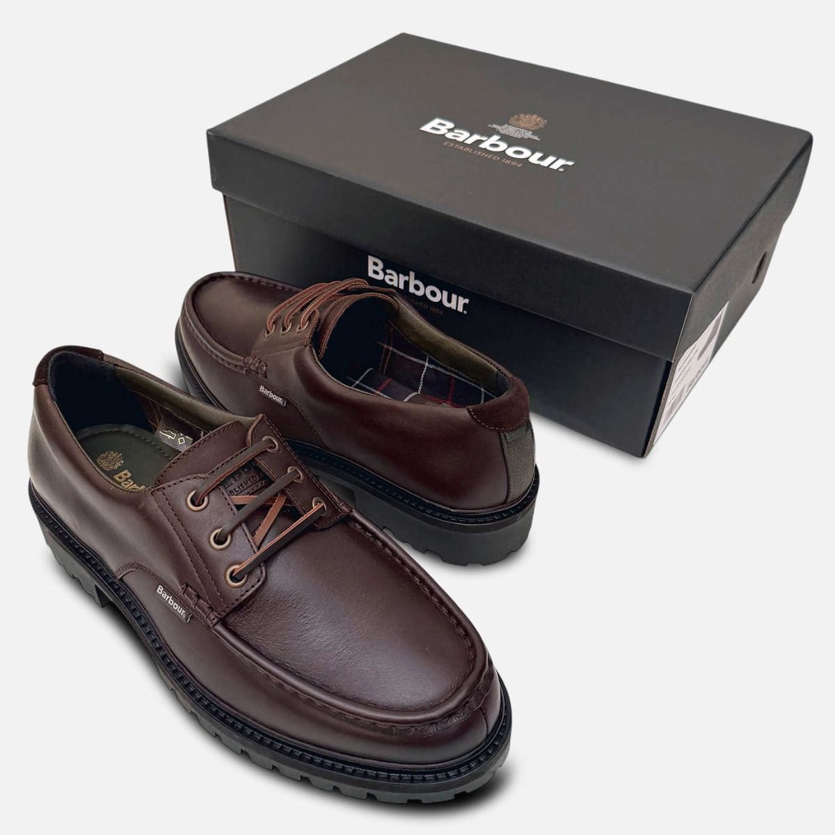 Barbour Formal Dark Brown Leather Designer Lace Up Mens Shoes