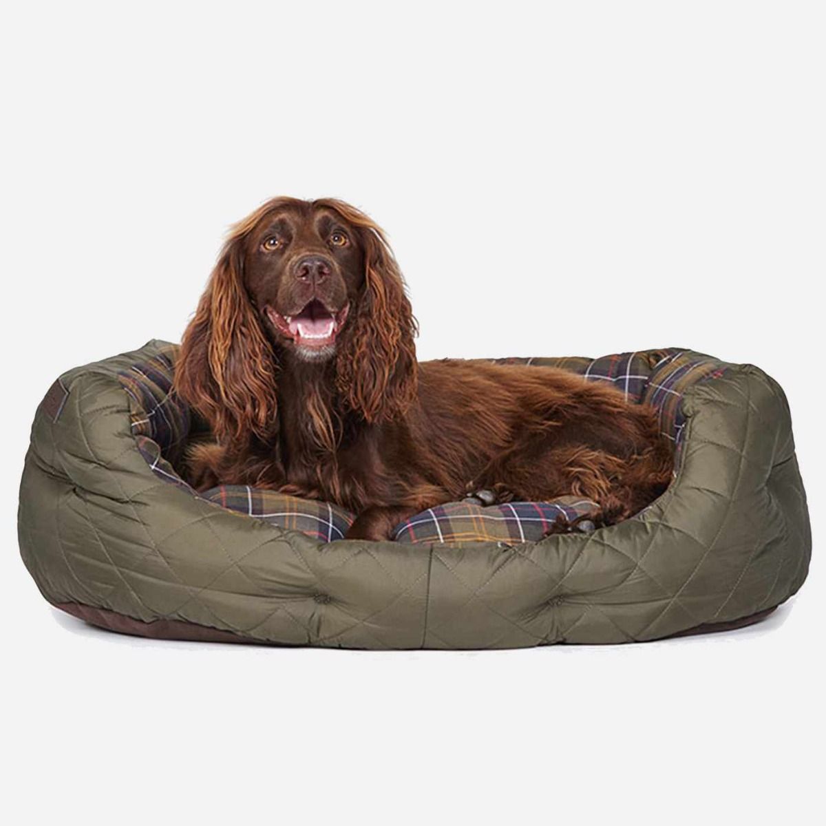 Barbour Made in England Olive Quilted Dog Bed