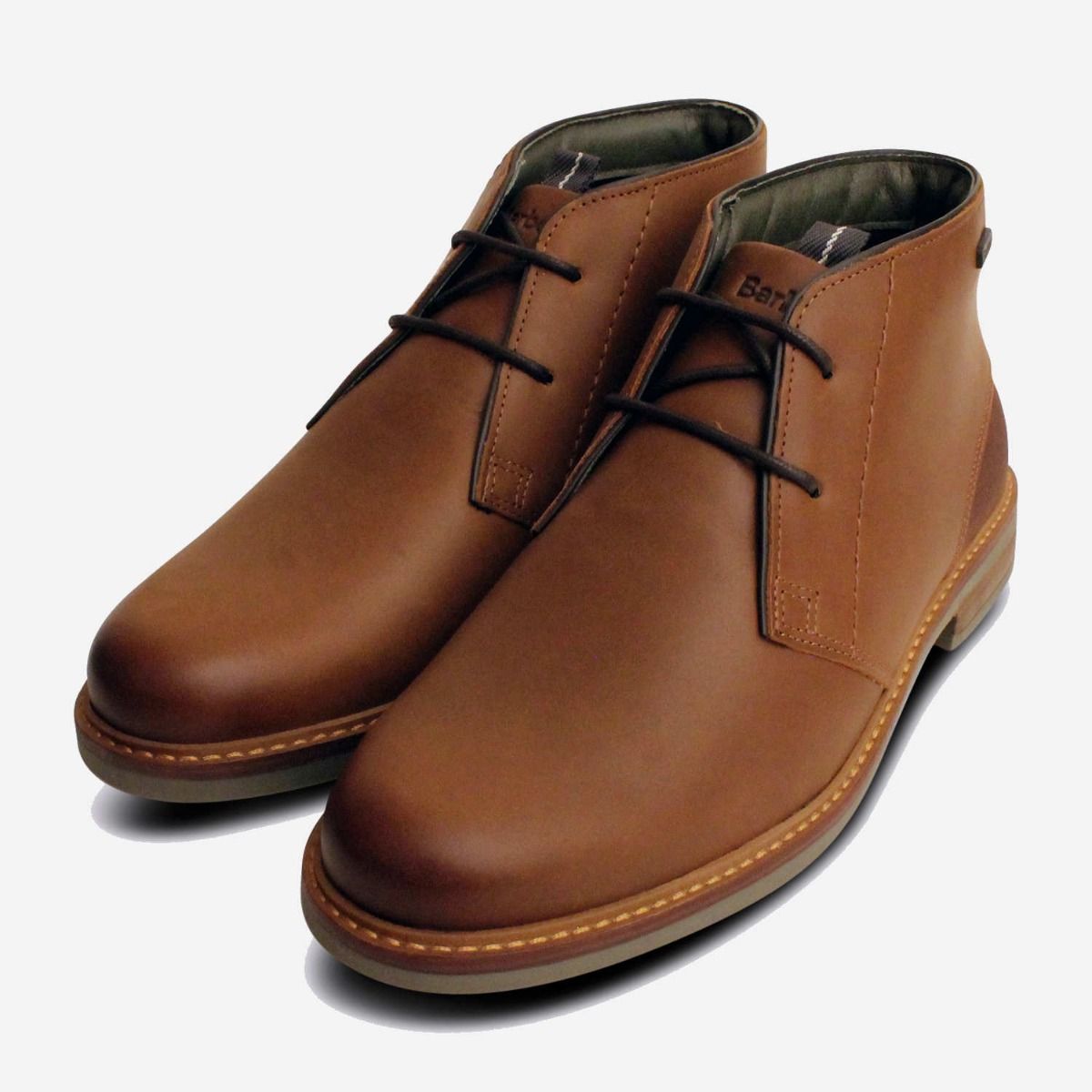 brown leather chukka
