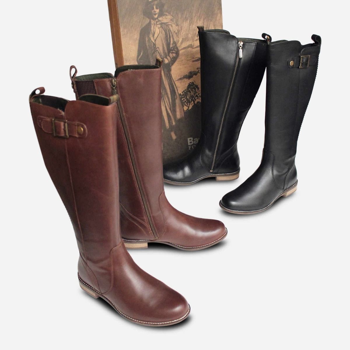 Barbour Burgundy Leather Rebecca II Knee High Boots