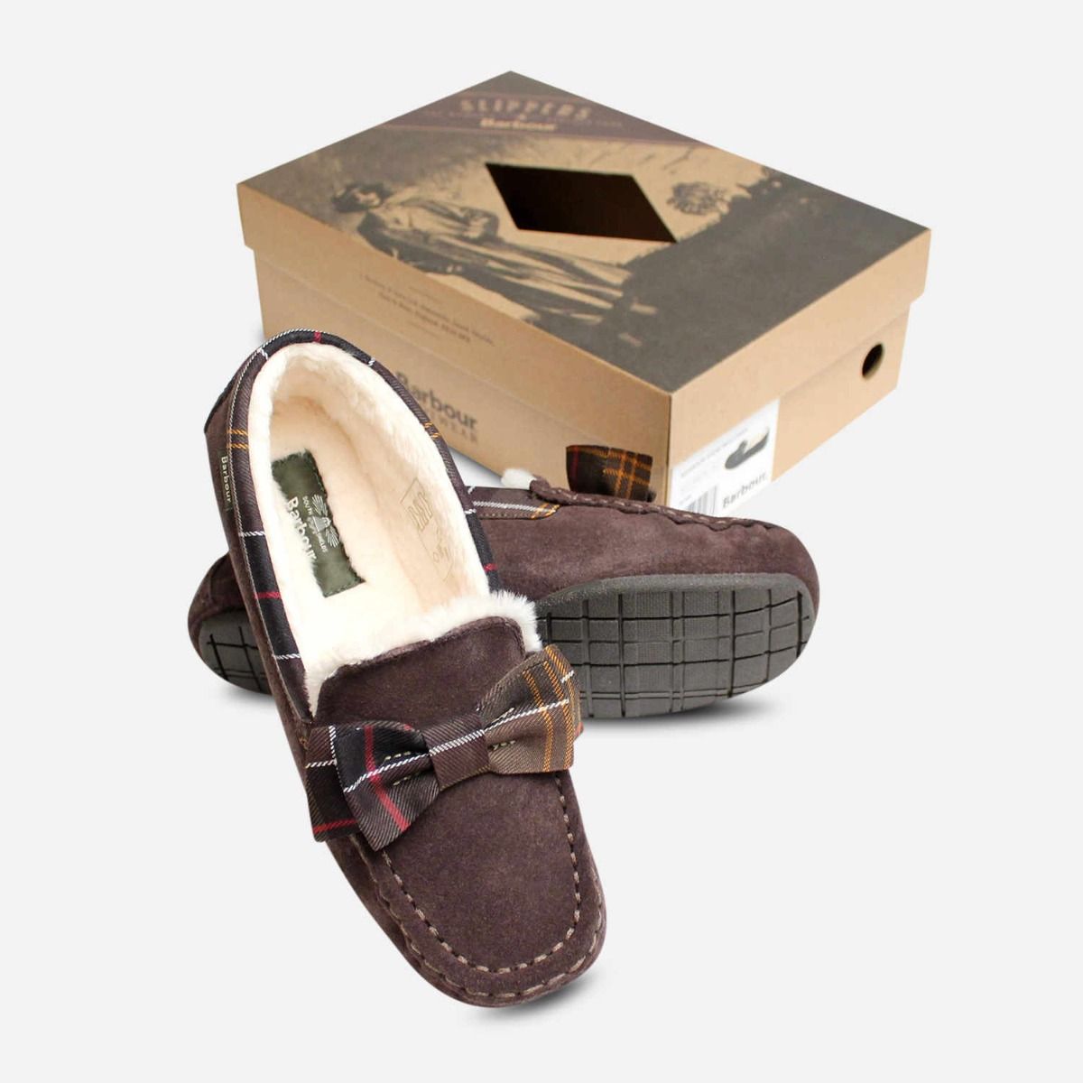 Barbour Sadie 2 Warm Lined Slippers in Brown Suede