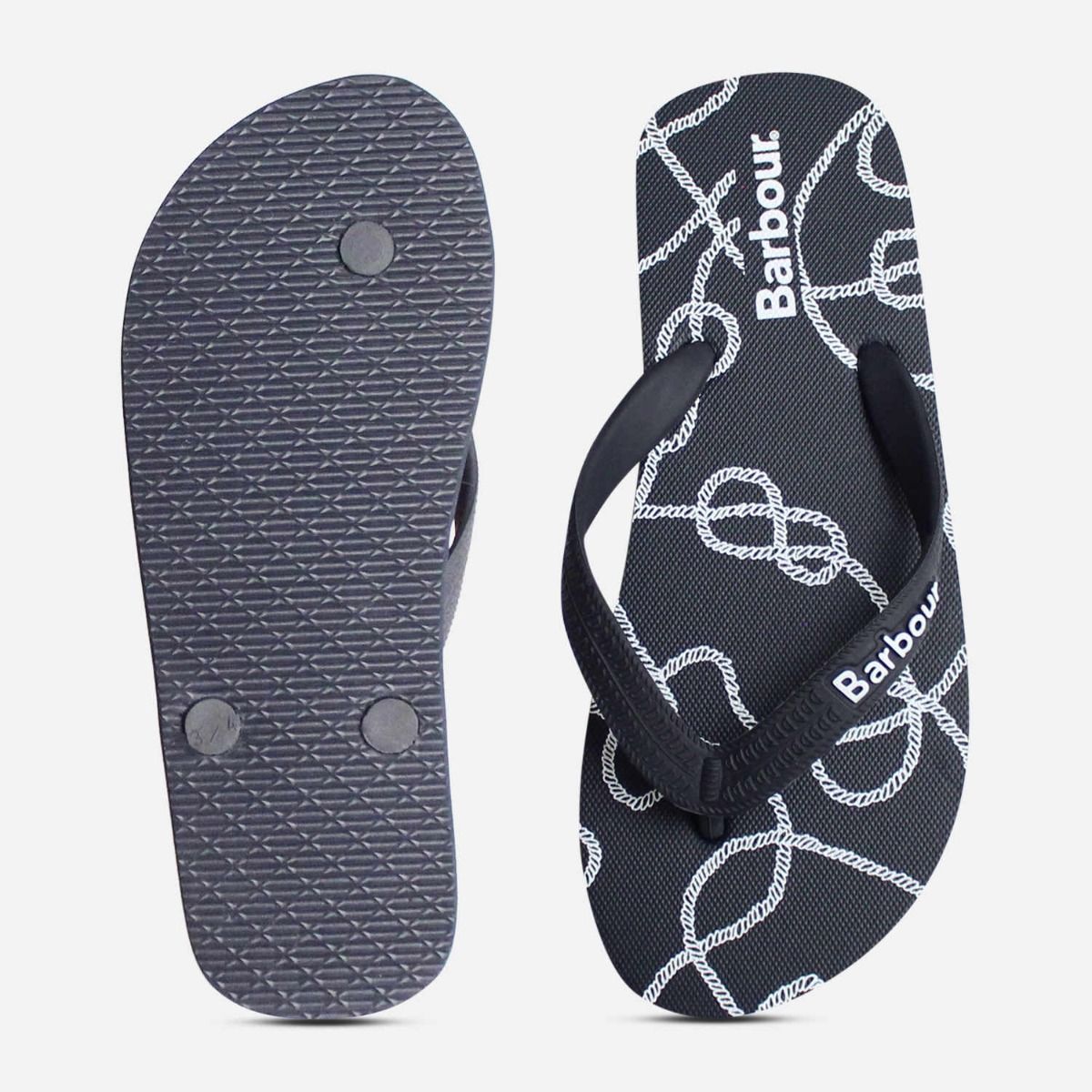 Barbour Rope Print Flip Flop Sandals in Navy Blue