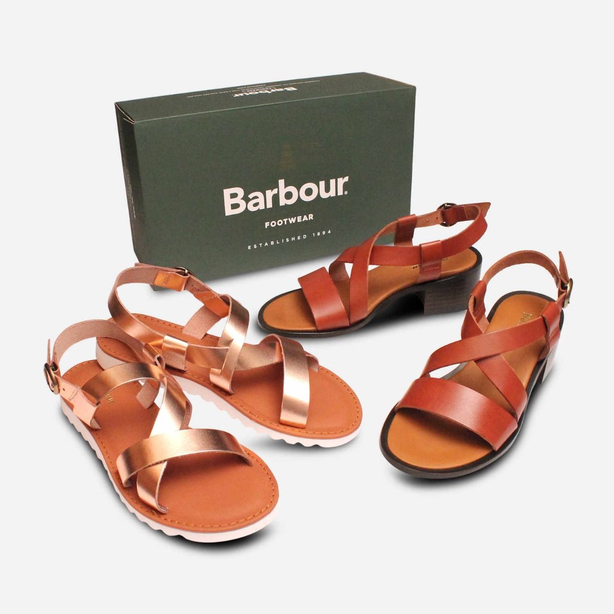 Barbour Sandside Flat Strap Sandals in Rose Metallic Gold