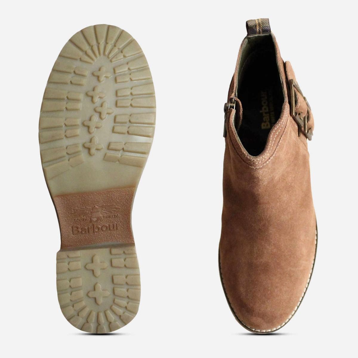 Barbour Sarah Caramel Suede Womens Buckle Boots