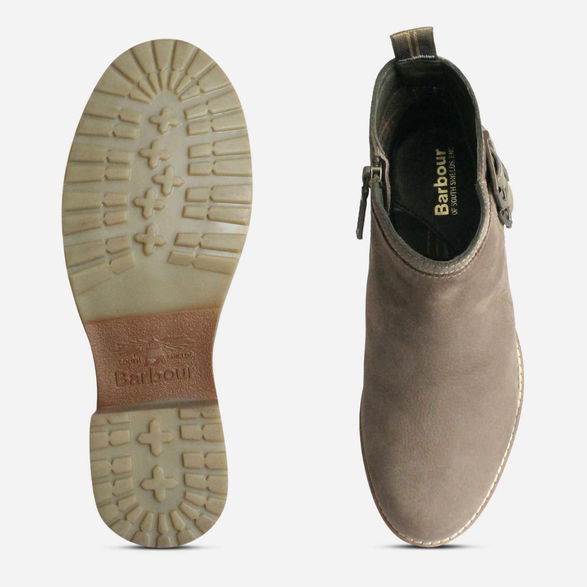 Barbour Sarah Twin Buckle Boots in Olive Nubuck