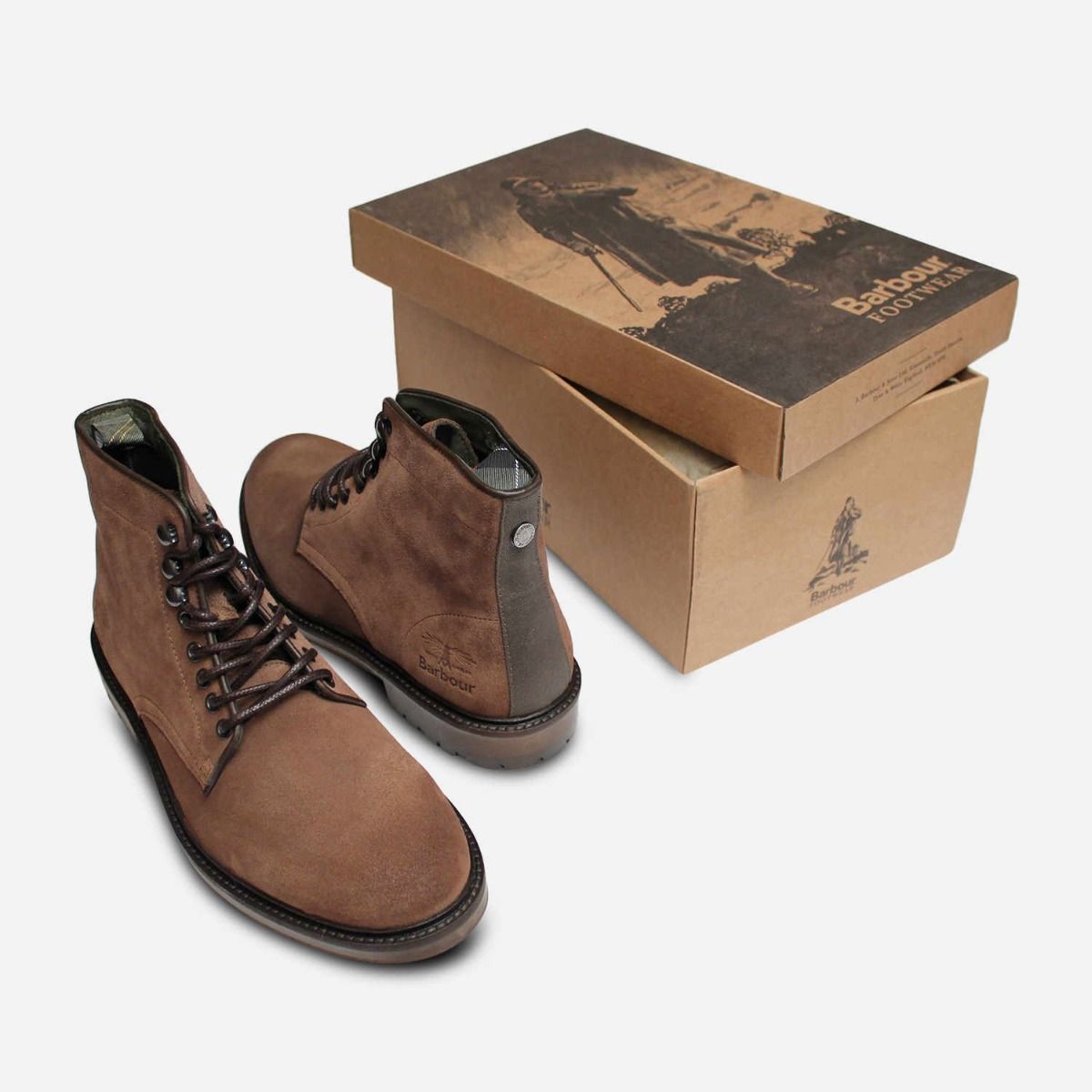 Barbour Tobacco Suede Mens Seaburn Lace Derby Boots