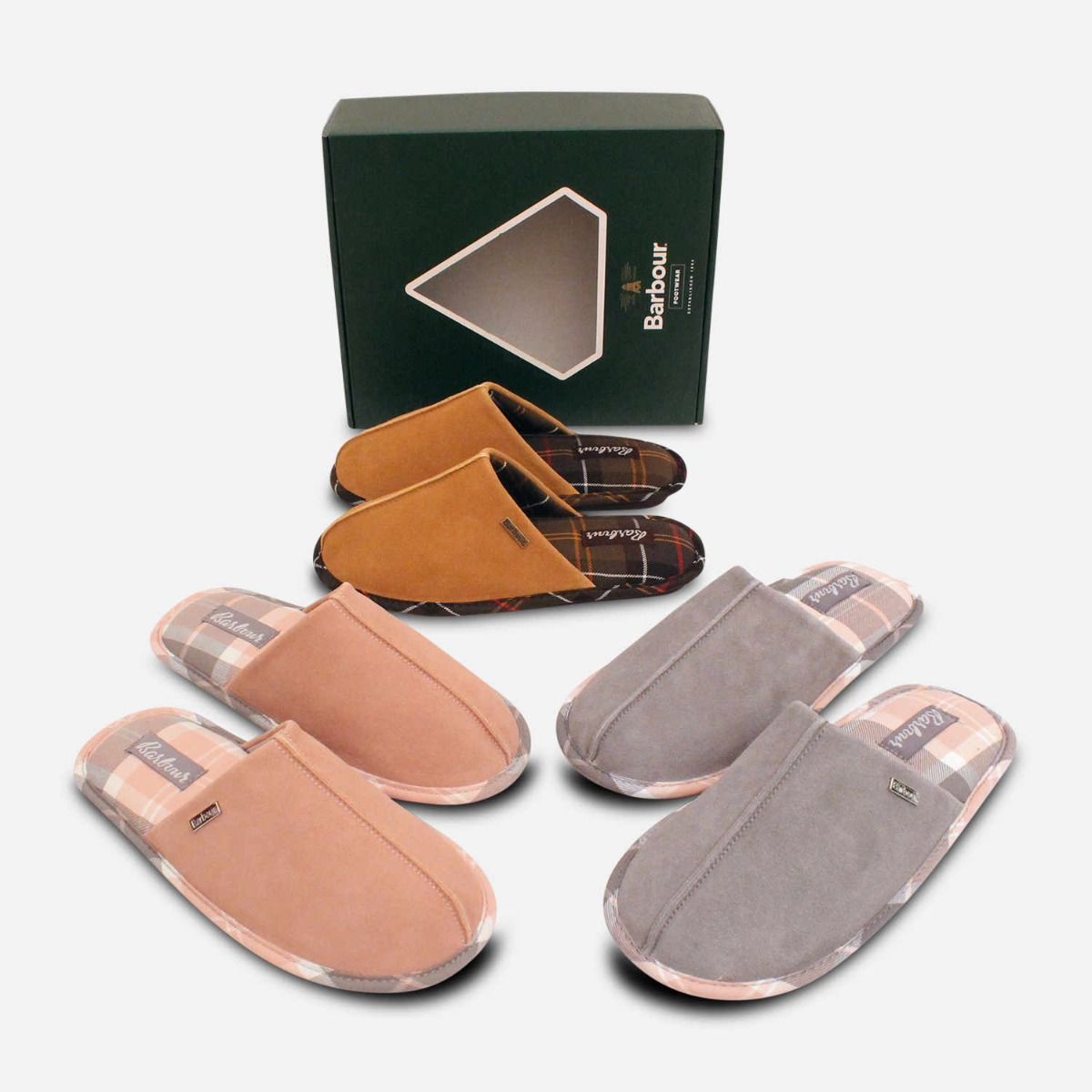 Barbour Light Brown Suede Designer Mule Slippers