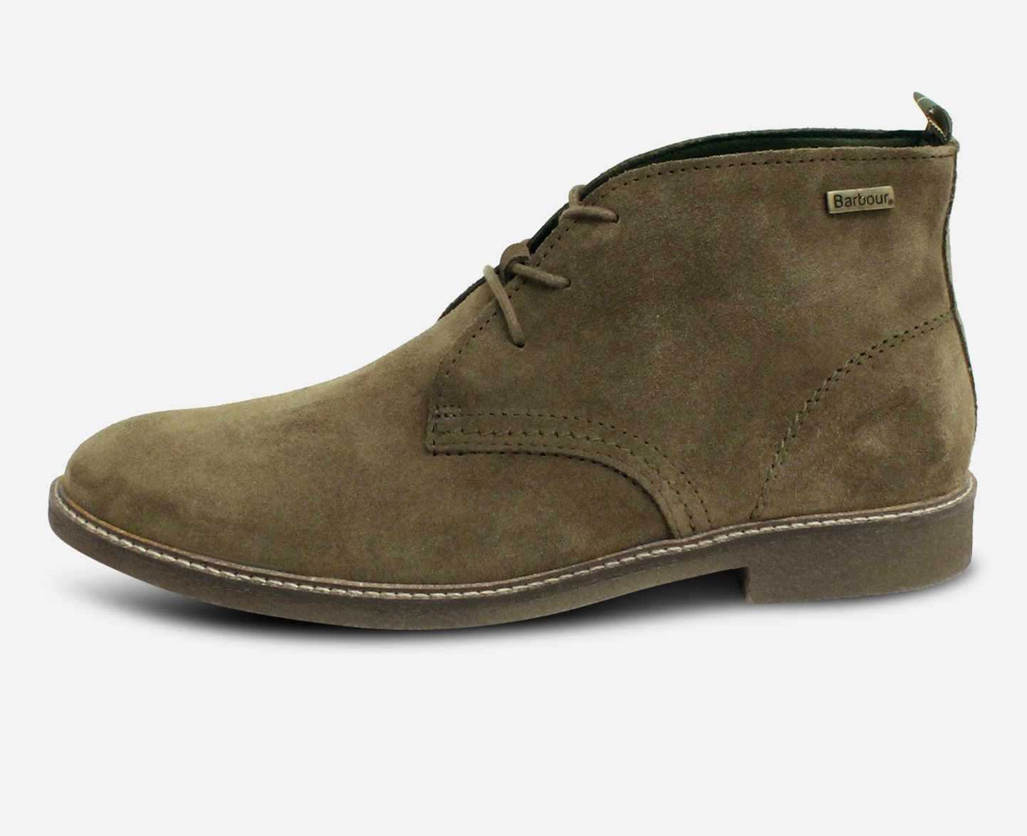 Barbour Olive Green Suede Lace Up Chukka Boots display picture 1