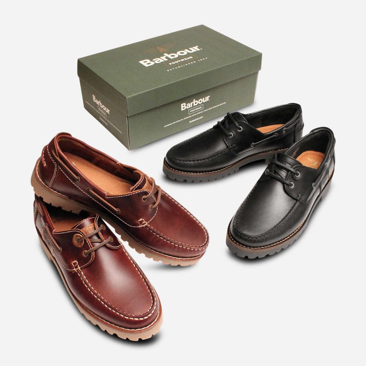 Barbour Mens Brown Stern Boat Shoes with Rubber Sole