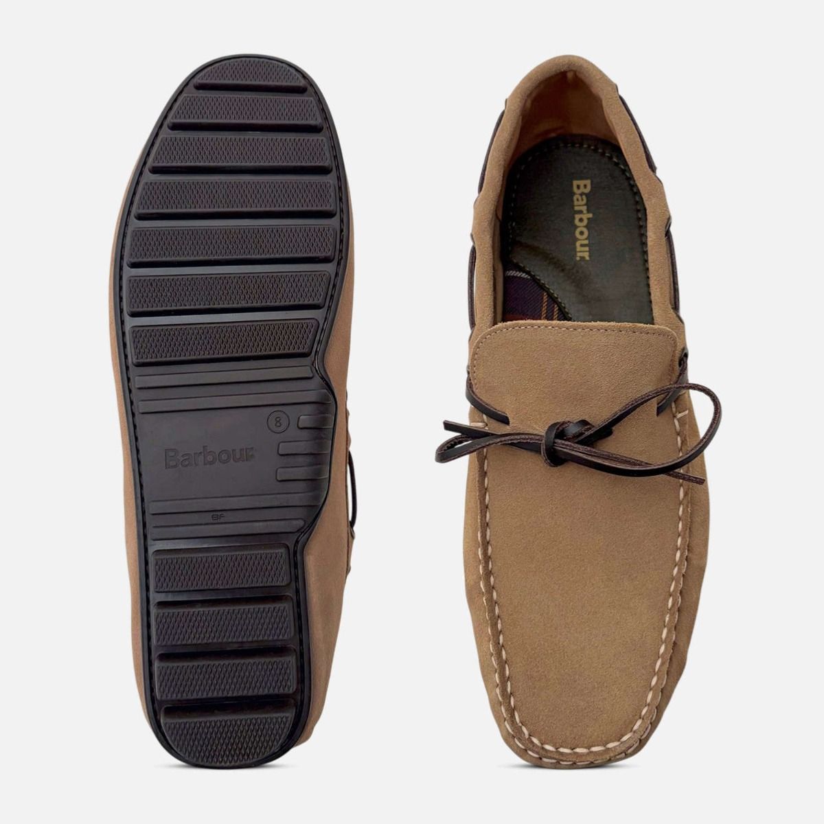 Barbour Mens Designer Taupe Suede Casual Driving Shoes