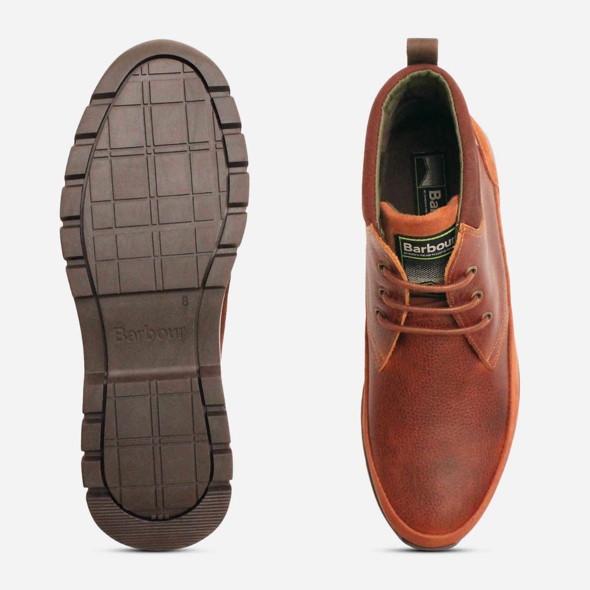 Barbour Mens Cognac Grain Designer Suede Lace Up Boots