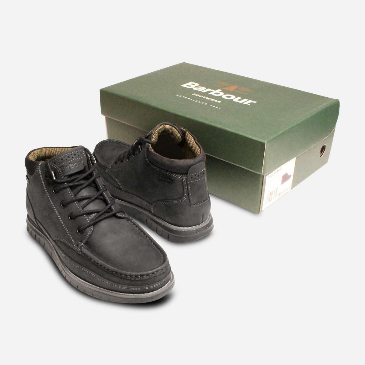 Barbour Designer Victory Lace Up Boots in Black Nubuck