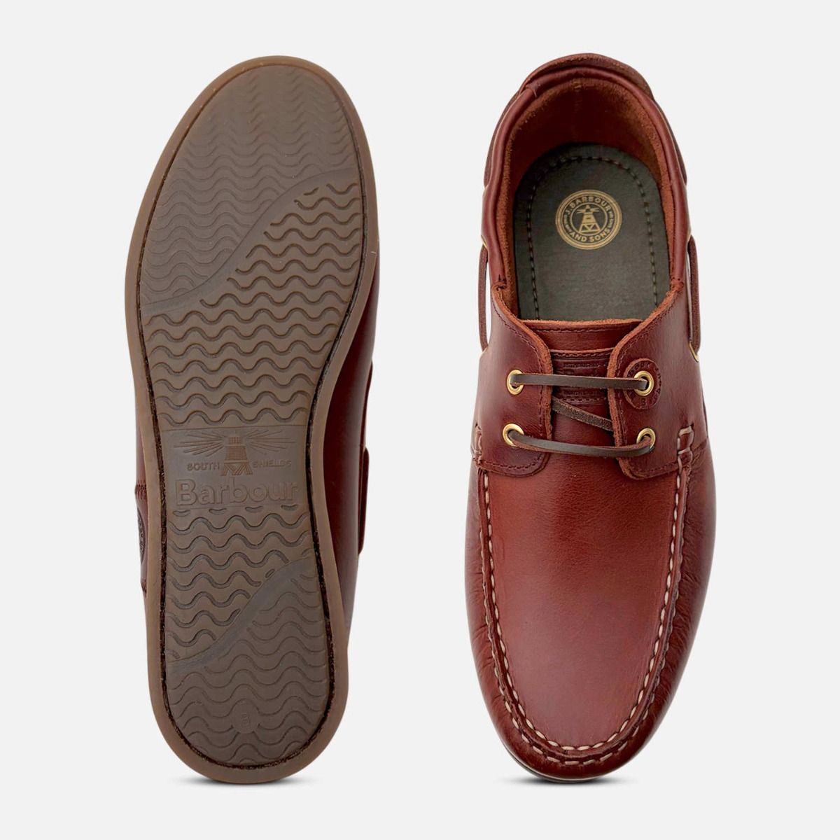 Barbour Waxy Brown Mens Designer Lace Up Boat Shoes