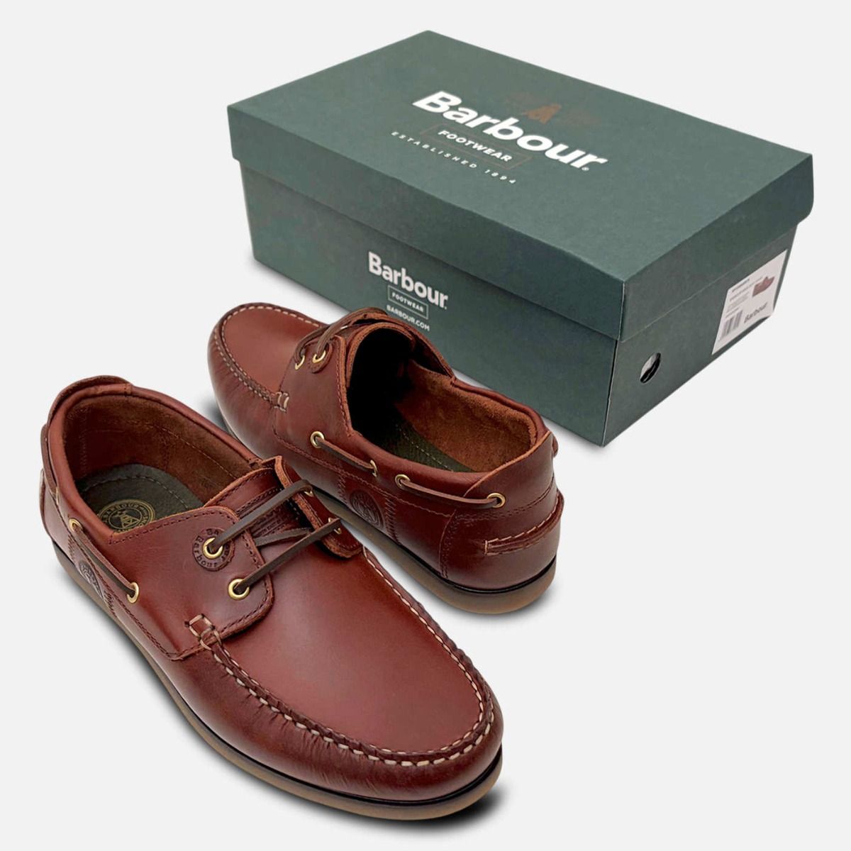 Barbour Waxy Brown Mens Designer Lace Up Boat Shoes