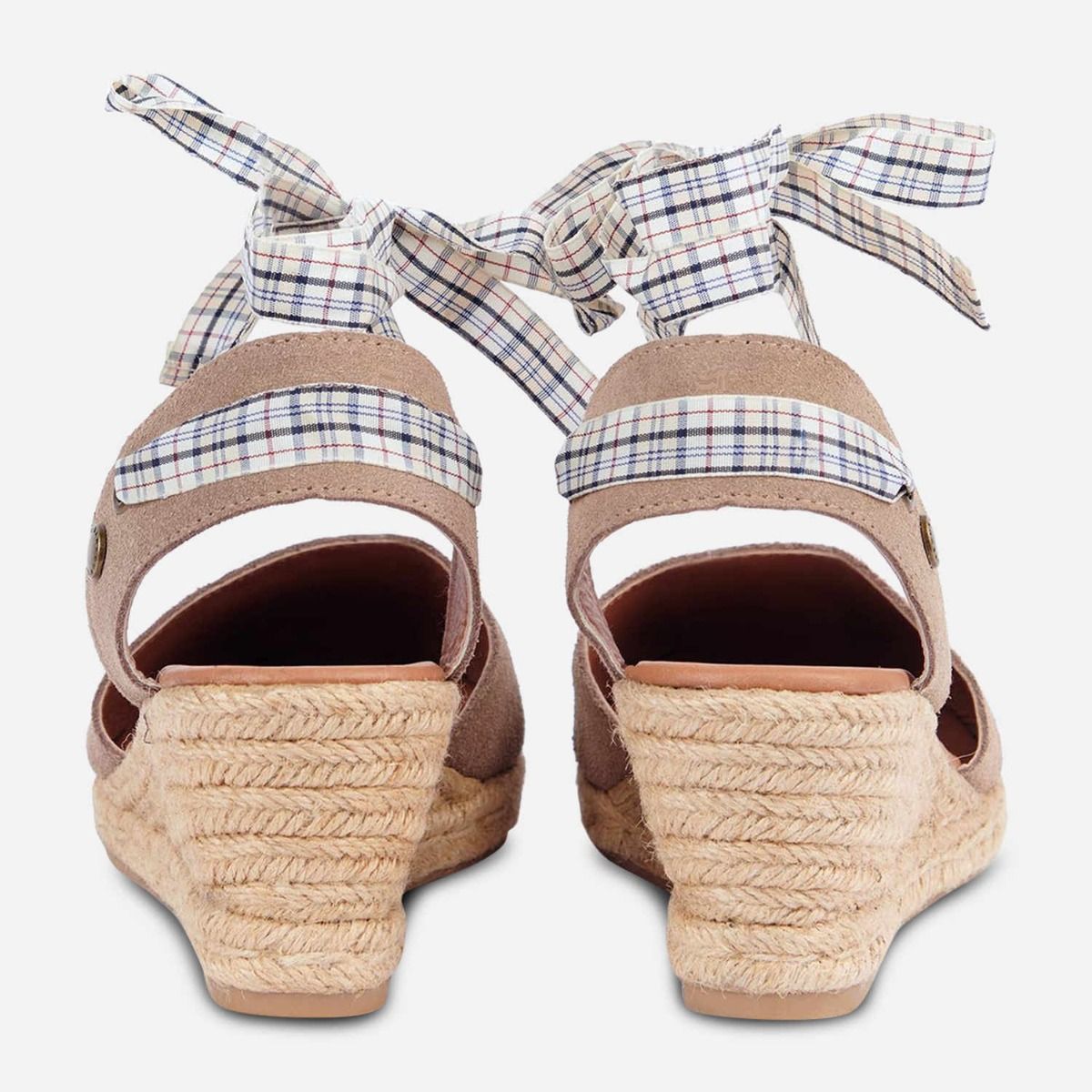 Barbour Strappy Womens Wedge Sandals in Beige Suede